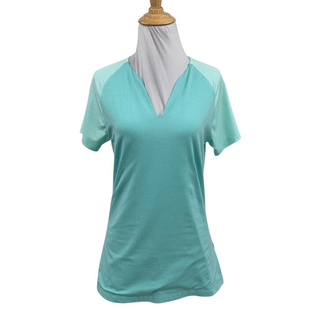 Nike Top Womens S Small Aqua Mint Golf Dri Fit Tour Performance Quick Dry V Neck